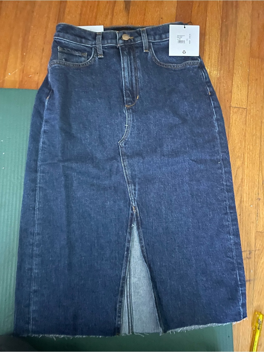 Joe's Jeans Dark Blue Denim Midi Skirt with Front Slit